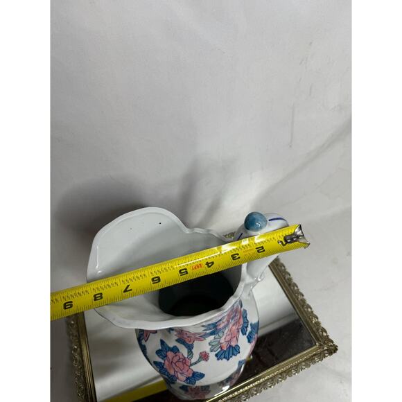 Chinese Export Extra Large Floral Wash Water Pitcher, Vintage Chinoiserie Chic - Picture 8 of 9